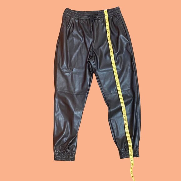 ZARA Faux Leather Jogger Pants - Black | Size M - Picture 5 of 9
